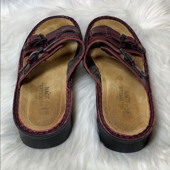 Naot Carly Red/Maroon Leather Slide Sandal Sz 8.5 - Picture 3 of 6